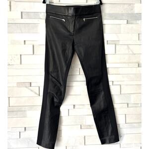 KAUFMANFRANCO Luxury Mixed-Media Lambskin Leather Slim Mid-rise Stretch Pants 8